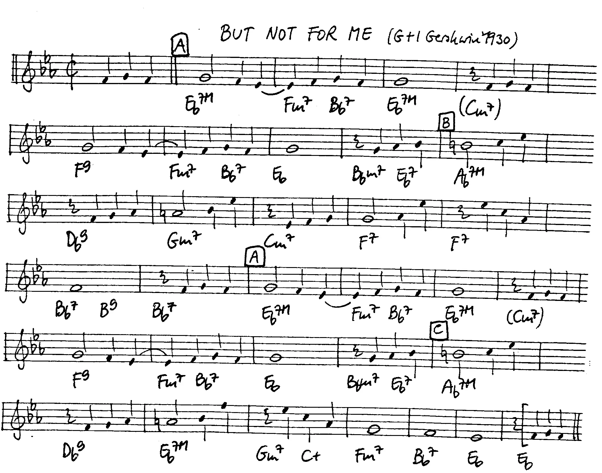 but not for me free jazz leadsheet - Courtesy of the Jungle Jazz Band